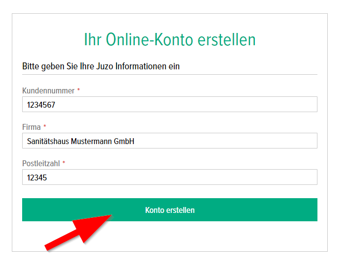 Konto erstellen - Schritt 2